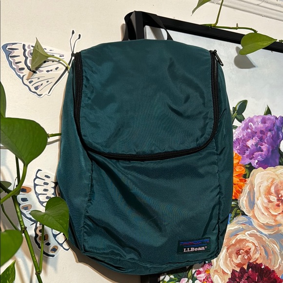Vintage 80s LL Bean Small Hunting Utility Bag w/Hook Nylon Teal Outdoors Camping - Picture 1 of 7